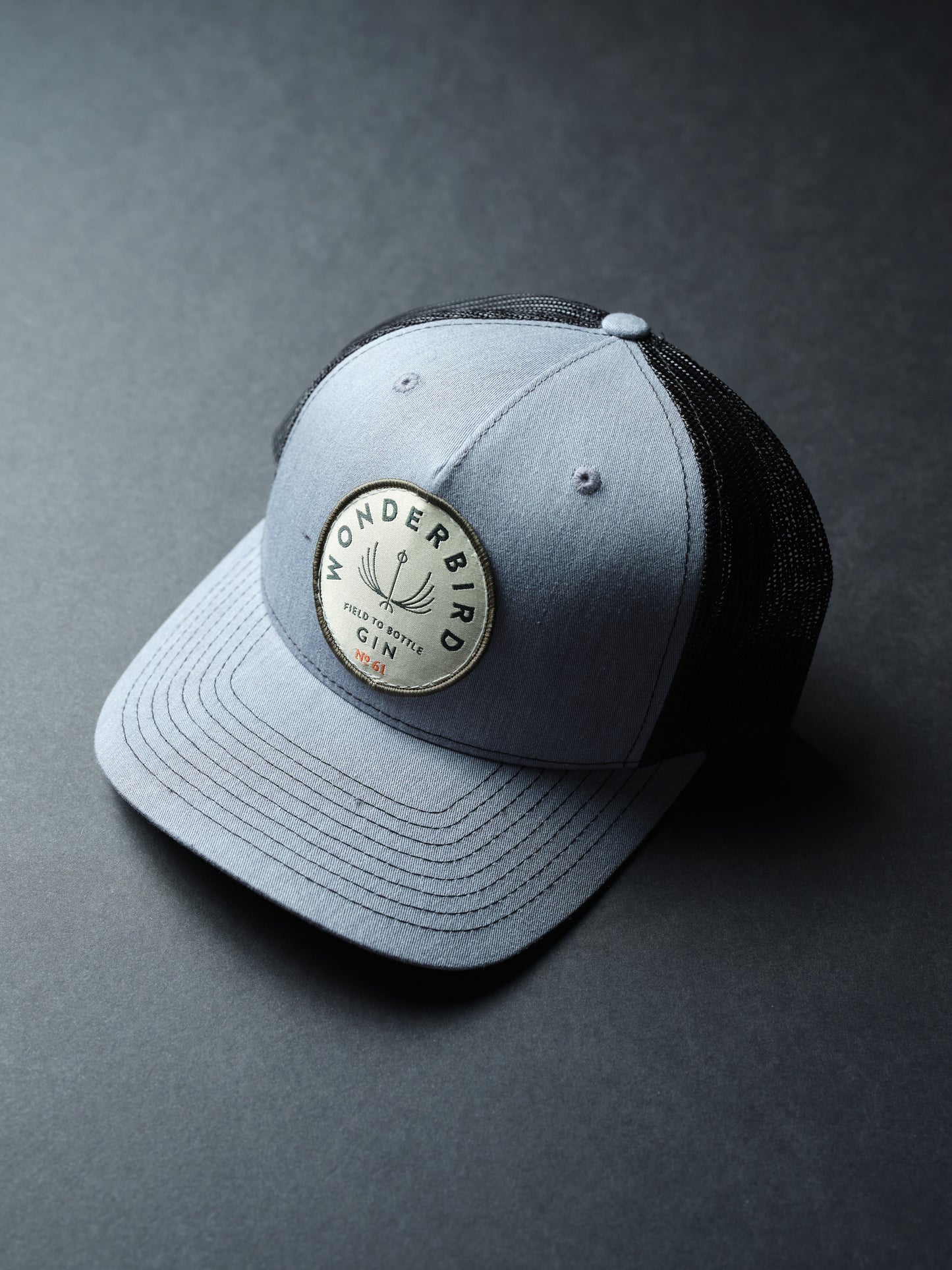 Gin No. 61 & Wonderbird Logo Patch Hat (Grey/Black)